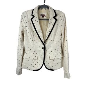 Merona Polka Dot Blazer 4 Cream Black Contrast Emily in Paris Mod Chic Parisian